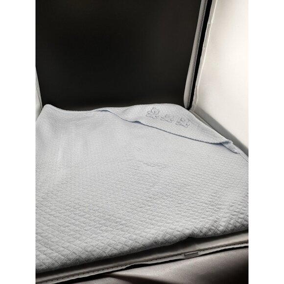 2009 Light Blue Baby Security Blanket Bears Hooded Quilted Nursery Rhyme 30 x 30 - Picture 12 of 16